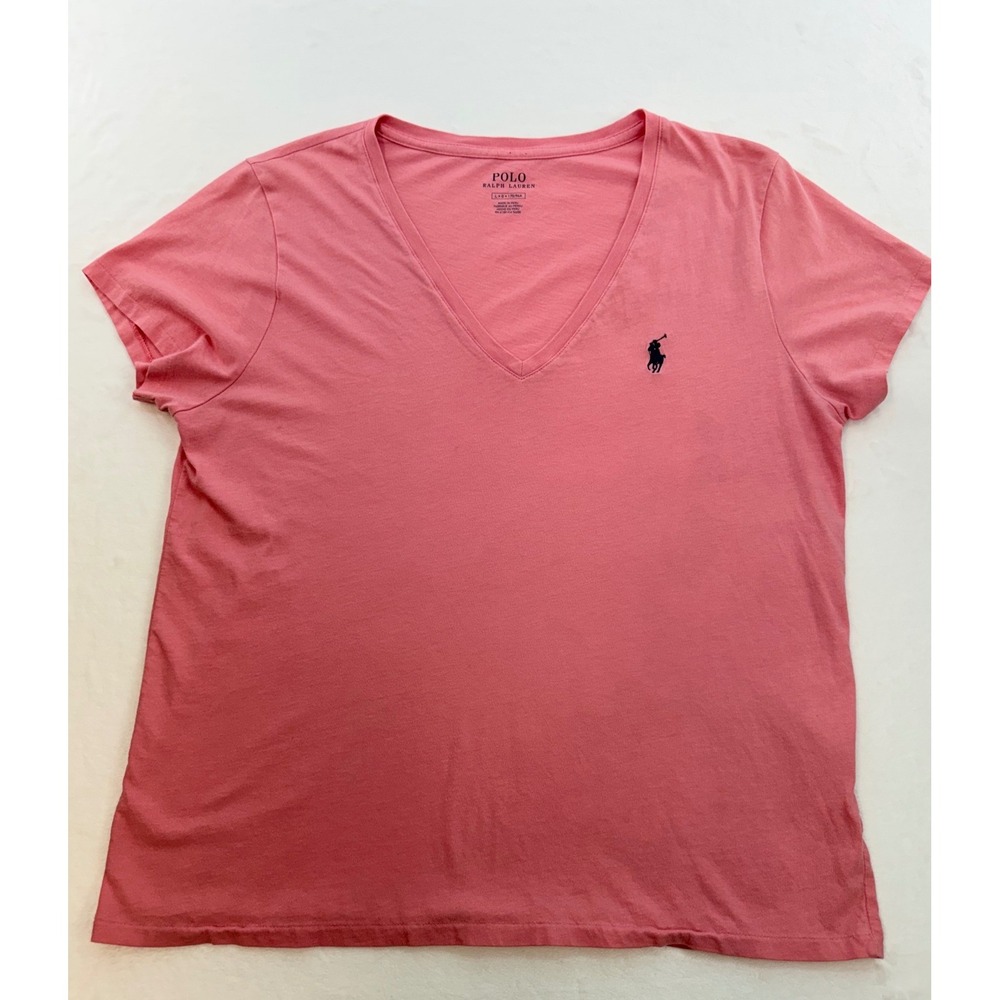 ralph lauren womens v neck basic tee shirt pink pony lightweight casual pony